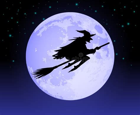 Witch riding moon